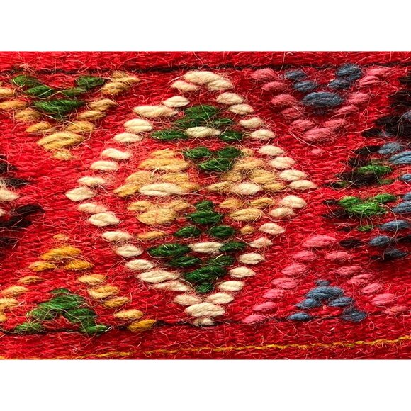 Bolivian Chuspa Cocoa Leaf Bag Backpack 11x14 Handwoven Wool Geometric & Striped main image 6
